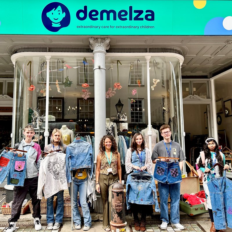 The Midkent College Students With Their Creations Outside The Rochester Shop