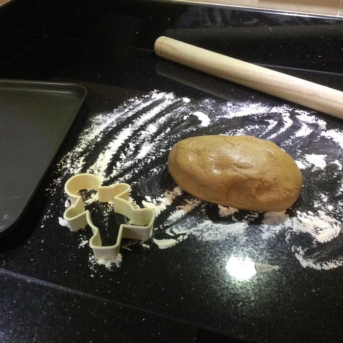 A ball of gingerbread dough.