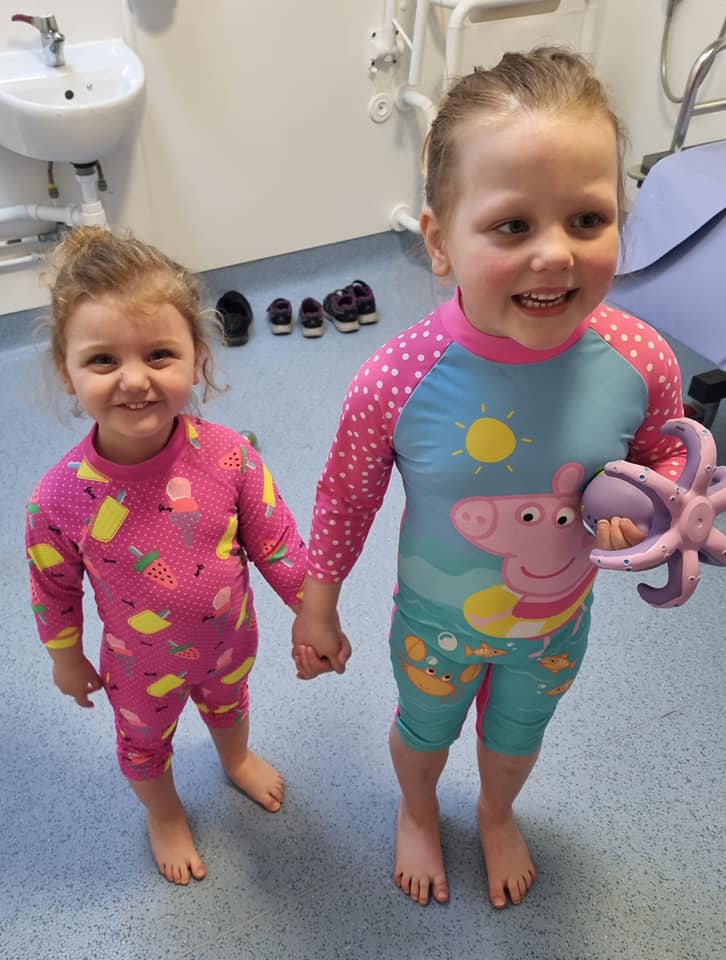 Olivia and her sister about to use the hydro pool.